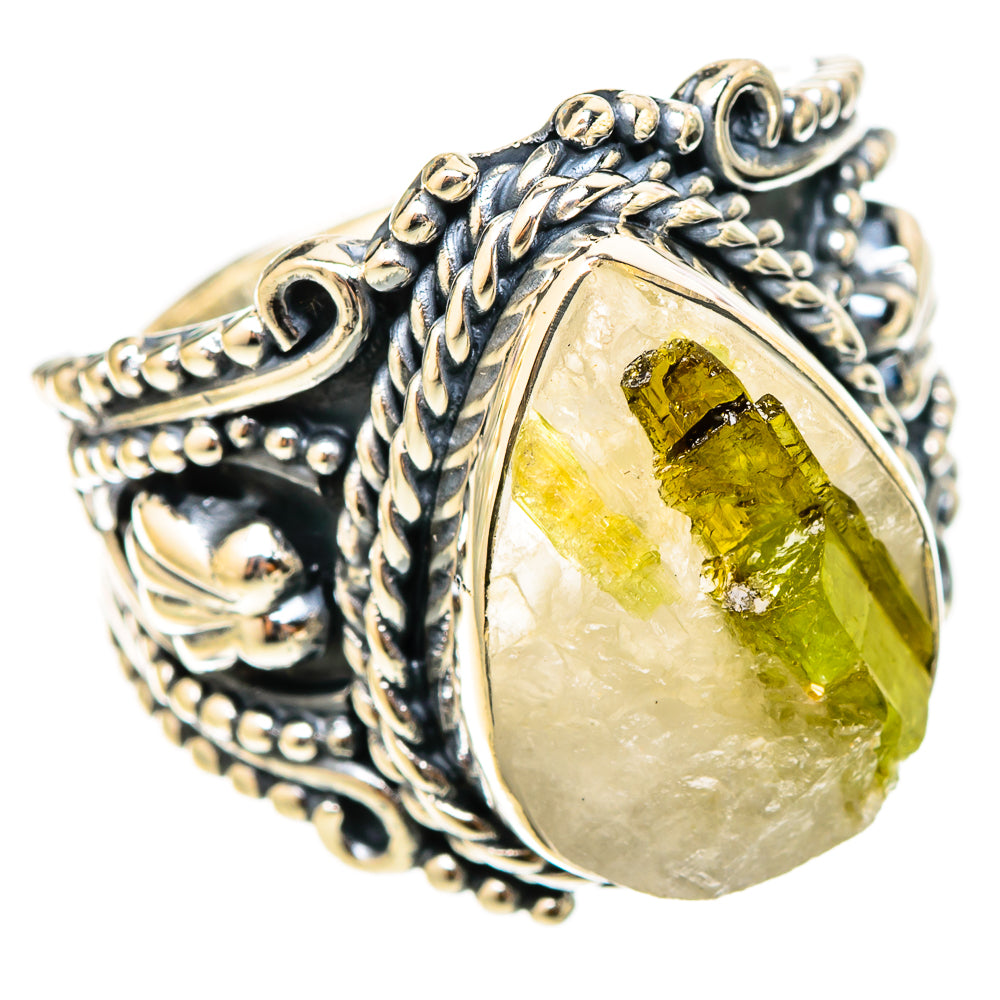 Green Tourmaline In Quartz Rings handcrafted by Anasilvercos - RING120803 - Photo 2