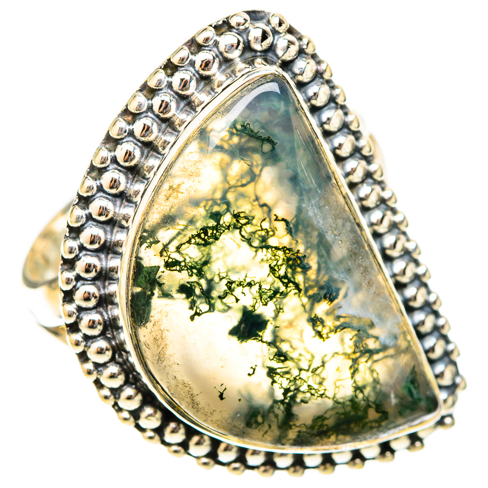 Green Moss Agate Rings handcrafted by Anasilvercos - RING120846 - Photo 2