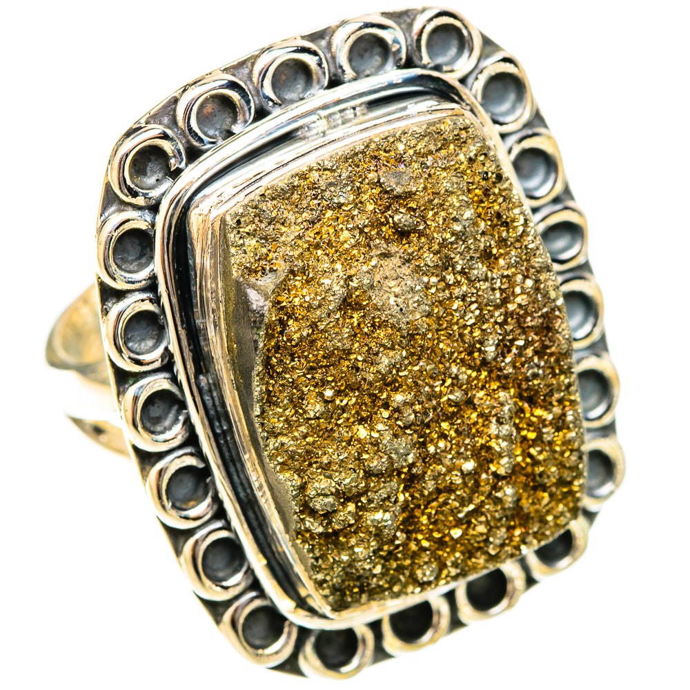 Spectro Pyrite Druzy Rings handcrafted by Anasilvercos - RING120863 - Photo 2