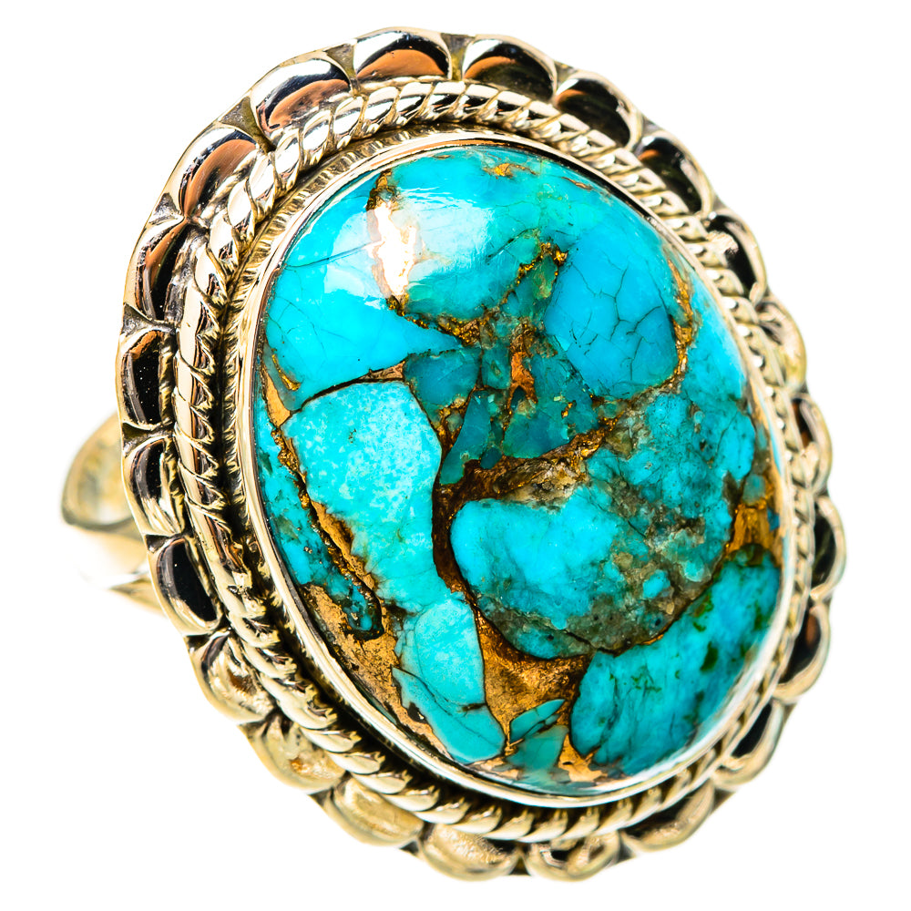 Blue Copper Composite Turquoise Rings handcrafted by Anasilvercos - RING120888 - Photo 2