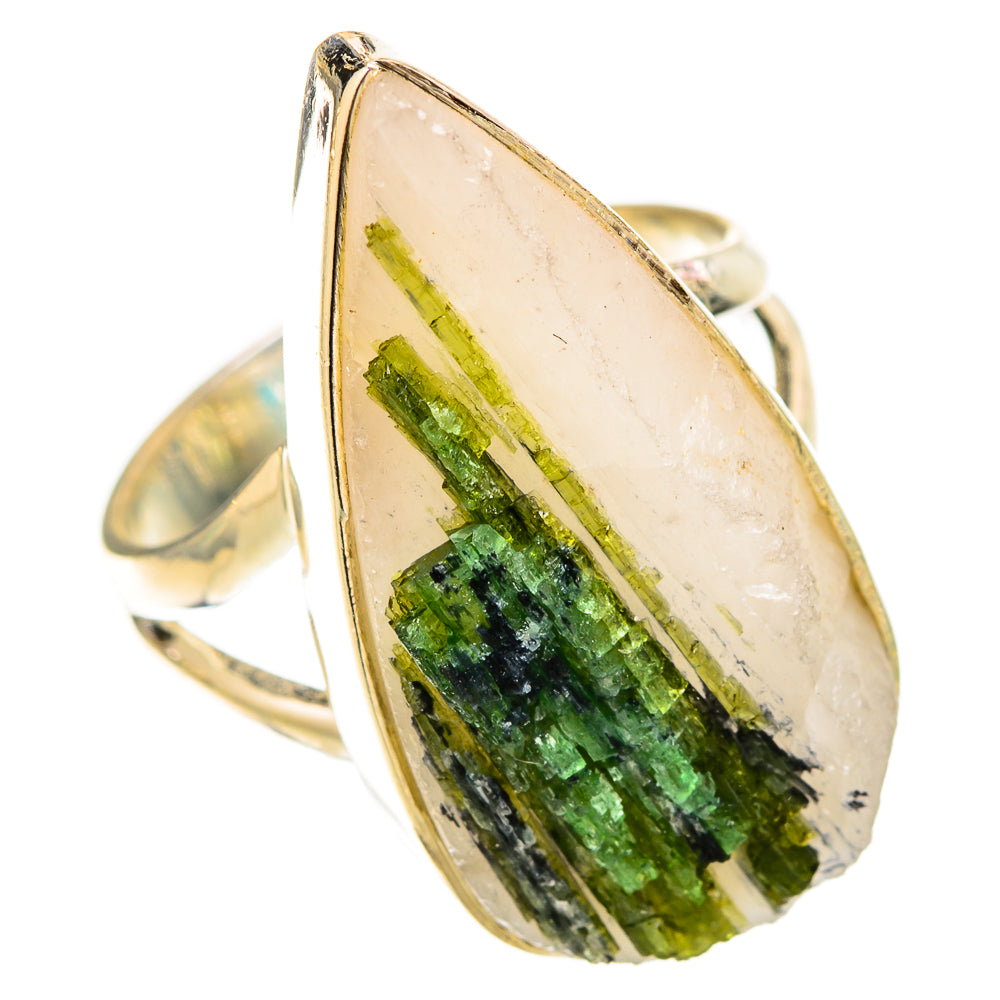 Green Tourmaline In Quartz Rings handcrafted by Anasilvercos - RING120896 - Photo 2