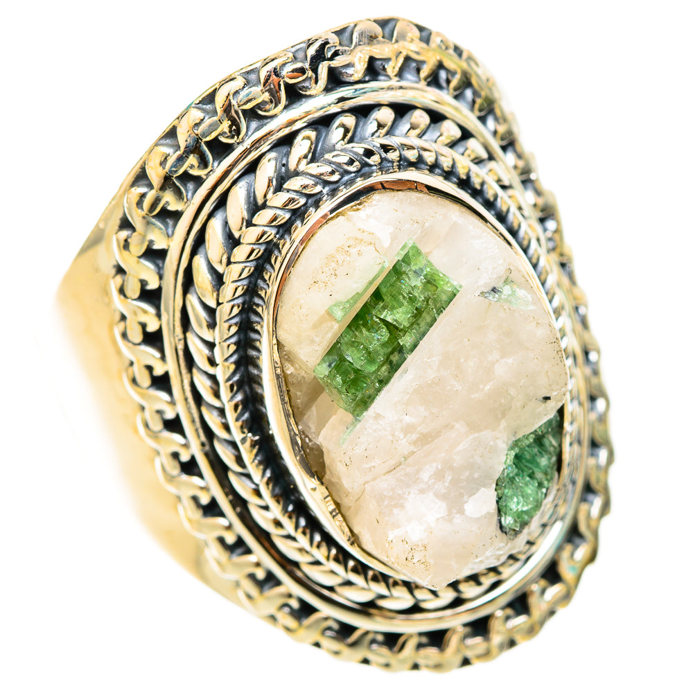 Green Tourmaline In Quartz Rings handcrafted by Anasilvercos - RING120906 - Photo 2