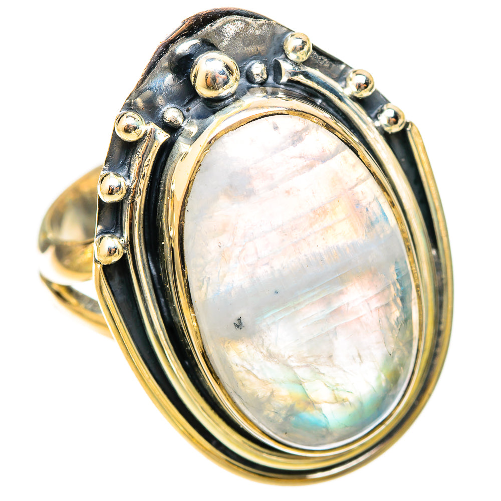 Rainbow Moonstone Rings handcrafted by Anasilvercos - RING120929 - Photo 2