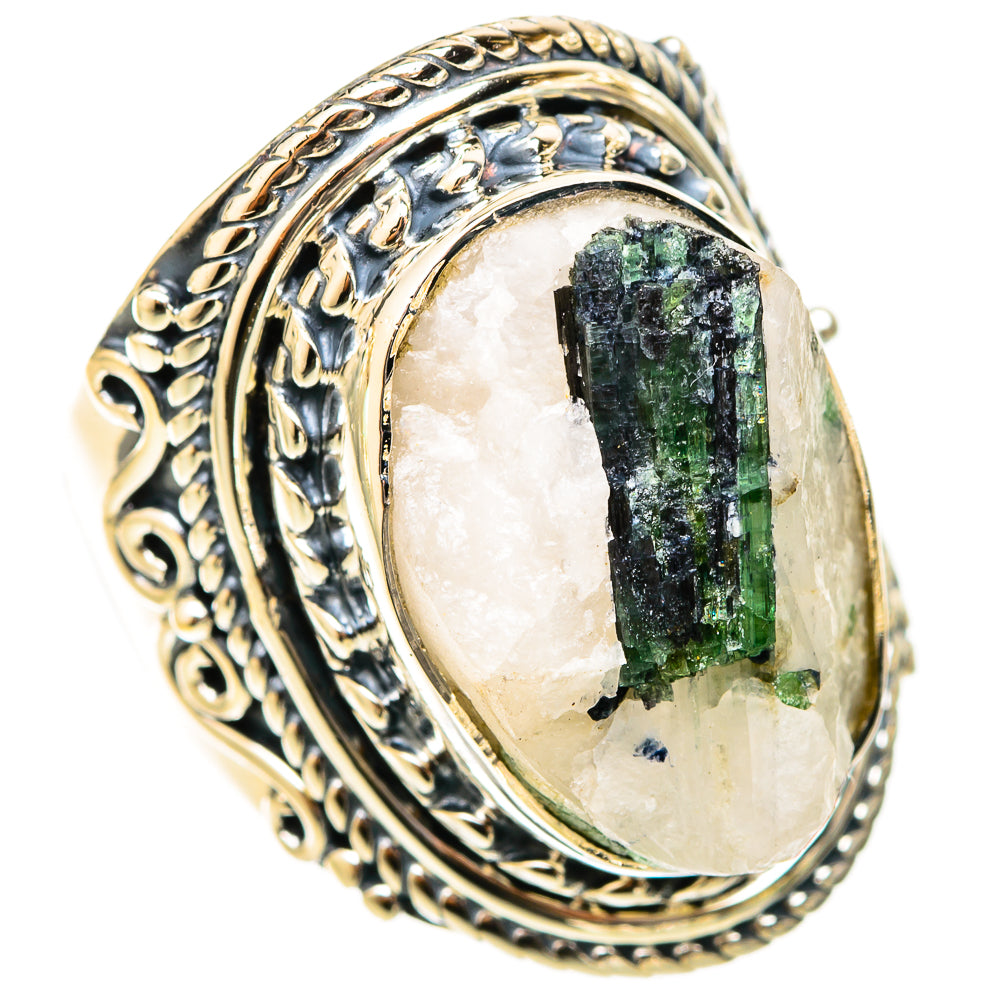Green Tourmaline In Quartz Rings handcrafted by Anasilvercos - RING120961 - Photo 2