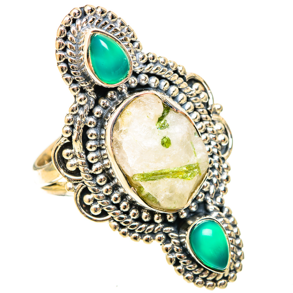 Green Tourmaline In Quartz Rings handcrafted by Anasilvercos - RING120965 - Photo 2