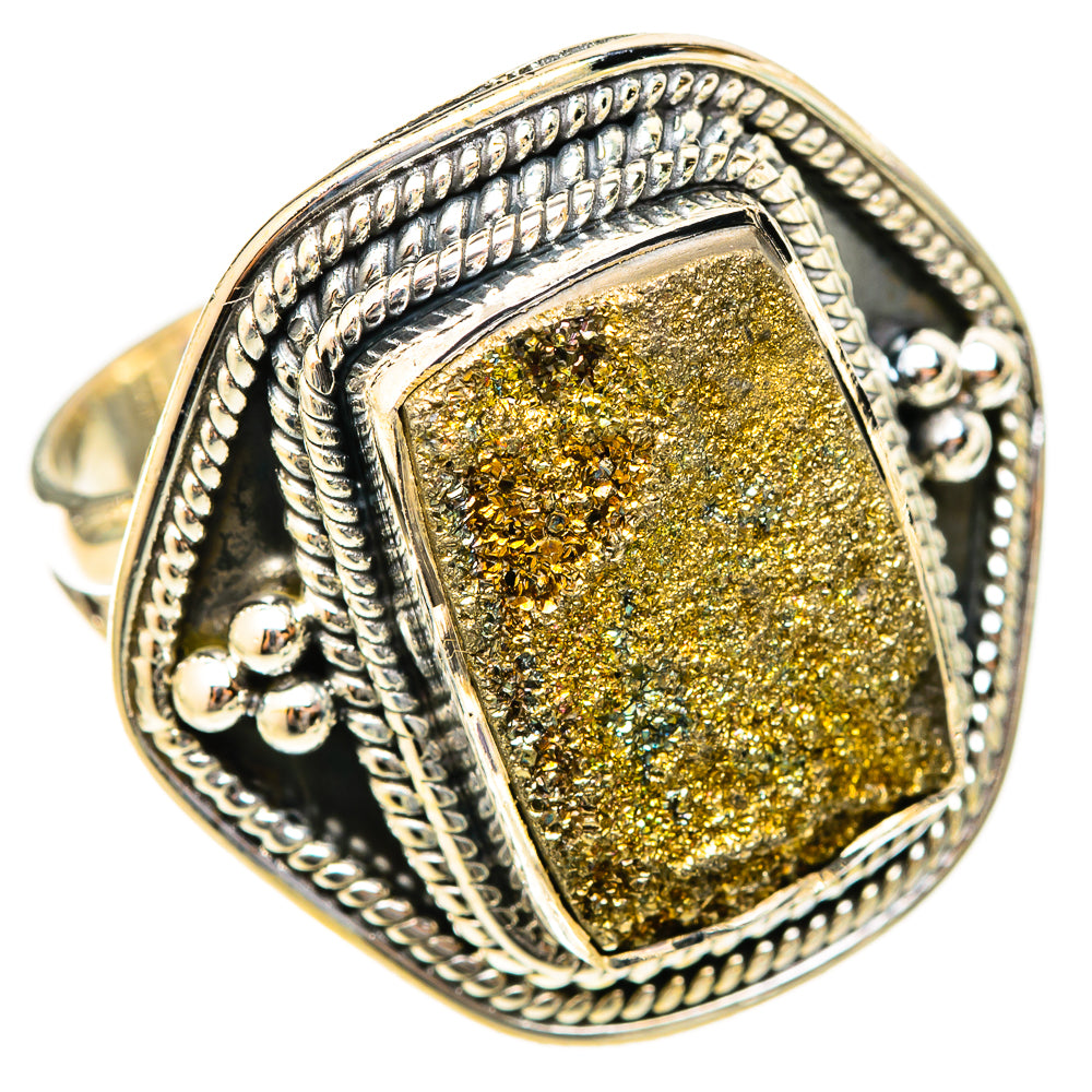 Spectro Pyrite Druzy Rings handcrafted by Anasilvercos - RING120983 - Photo 2