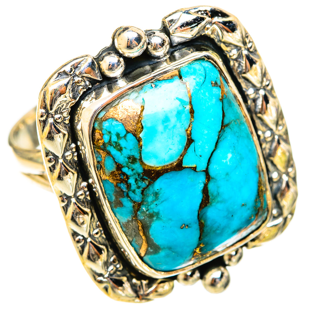 Blue Copper Composite Turquoise Rings handcrafted by Anasilvercos - RING121000 - Photo 2