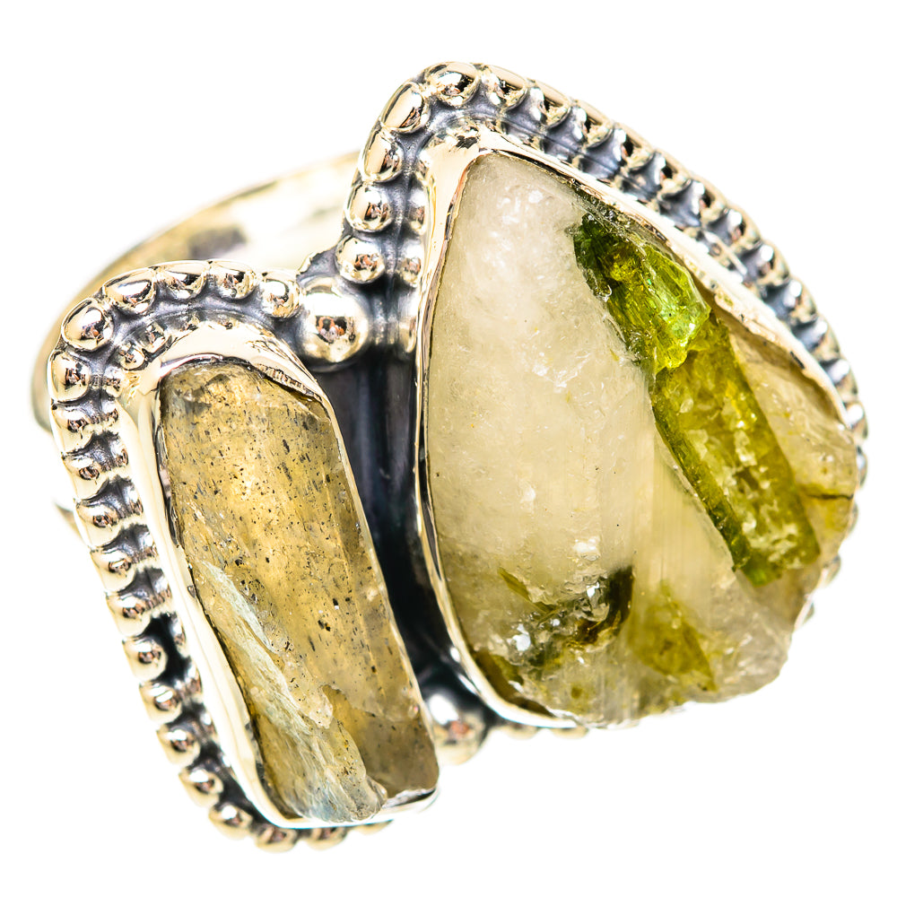 Green Tourmaline In Quartz Rings handcrafted by Anasilvercos - RING121130 - Photo 2