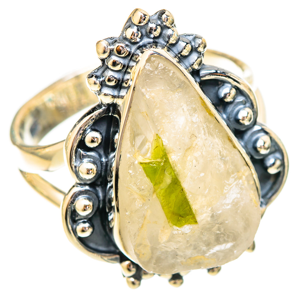 Green Tourmaline In Quartz Rings handcrafted by Anasilvercos - RING121160 - Photo 2