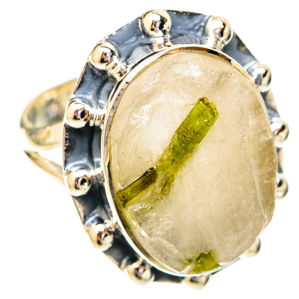 Green Tourmaline In Quartz Rings handcrafted by Anasilvercos - RING121199 - Photo 2
