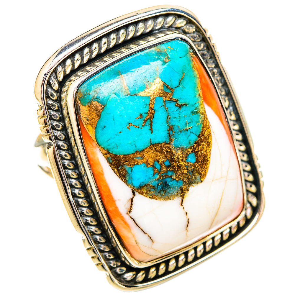 Kingman Pink Dahlia Turquoise Rings handcrafted by Anasilvercos - RING121225 - Photo 2