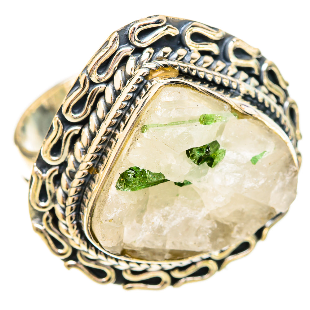 Green Tourmaline In Quartz Rings handcrafted by Anasilvercos - RING121246 - Photo 2