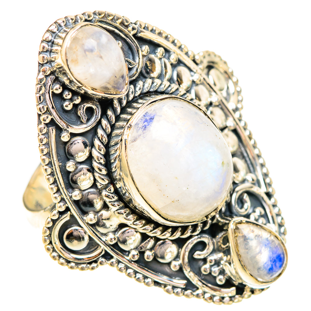 Rainbow Moonstone Rings handcrafted by Anasilvercos - RING121271 - Photo 2