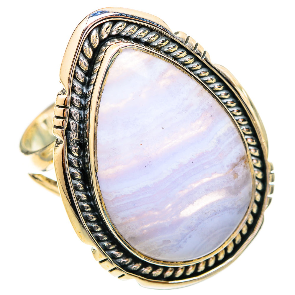 Blue Lace Agate Rings handcrafted by Anasilvercos - RING121320 - Photo 2