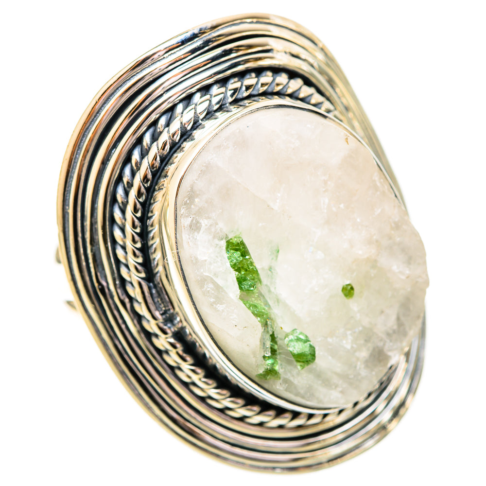 Green Tourmaline In Quartz Rings handcrafted by Anasilvercos - RING121327 - Photo 2