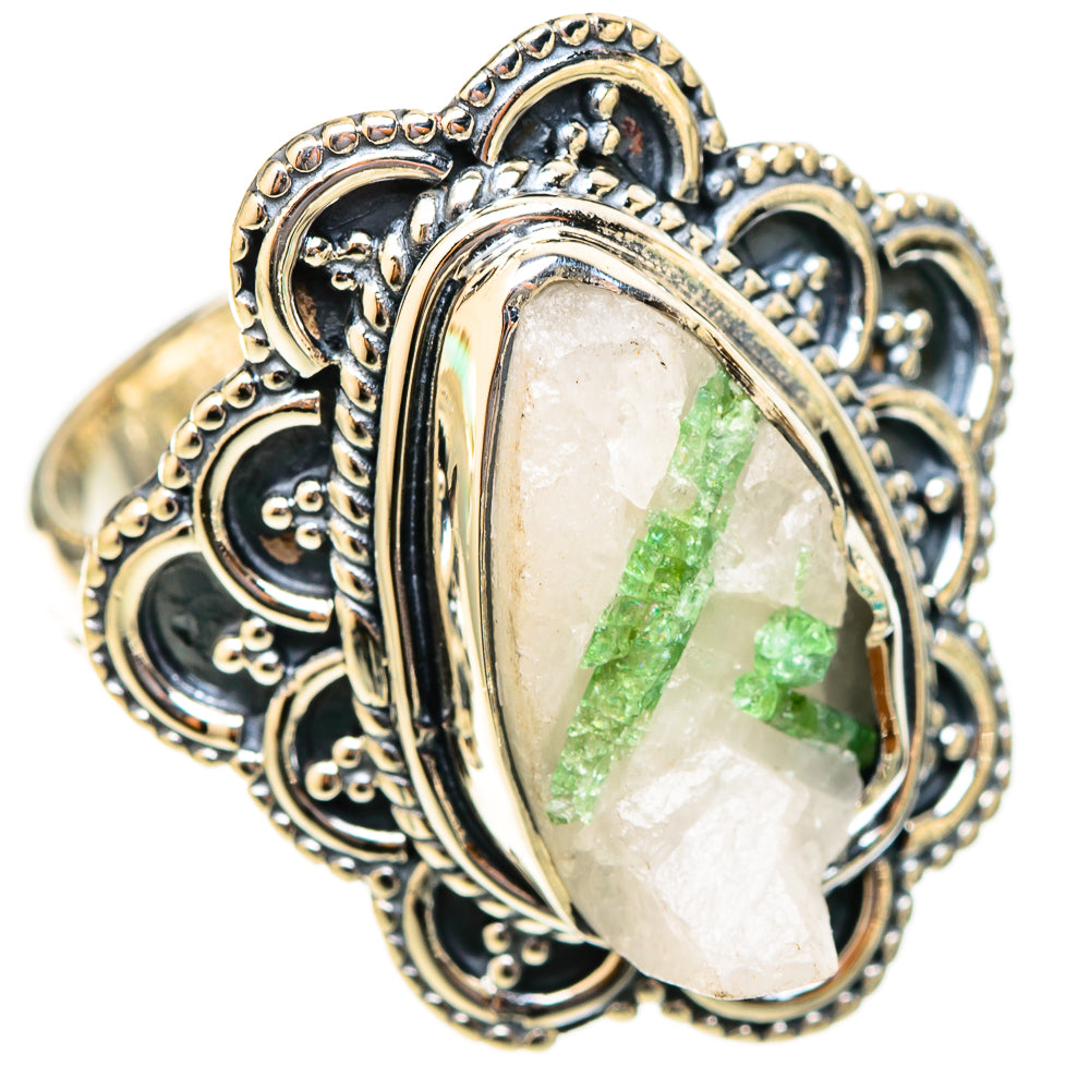 Green Tourmaline In Quartz Rings handcrafted by Anasilvercos - RING121401 - Photo 2