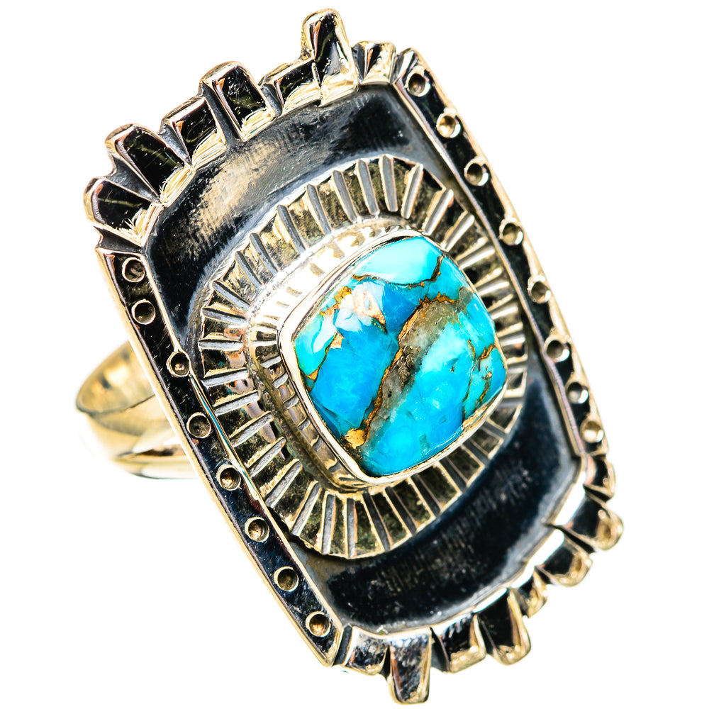 Blue Copper Composite Turquoise Rings handcrafted by Anasilvercos - RING121505 - Photo 2