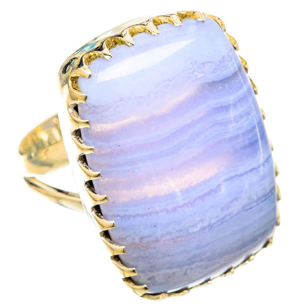 Blue Lace Agate Rings handcrafted by Anasilvercos - RING121542 - Photo 2