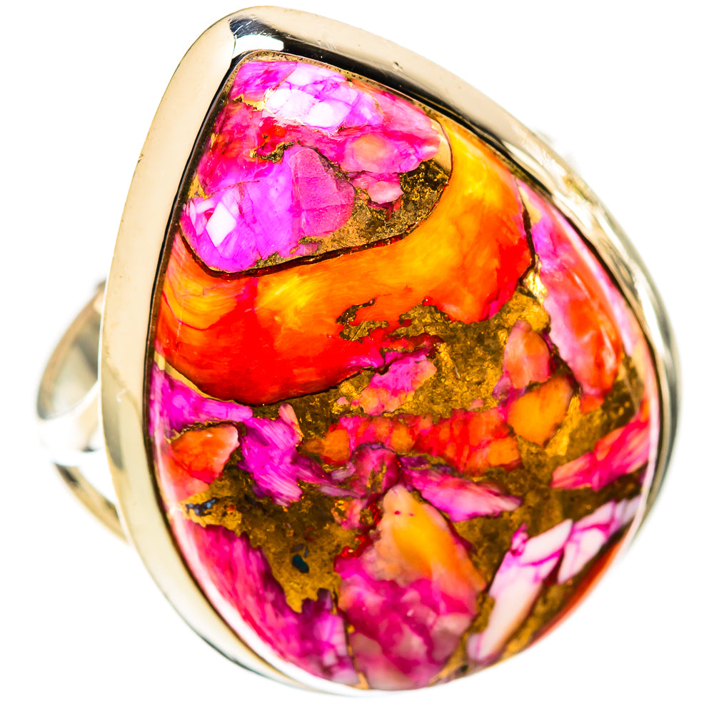Kingman Pink Dahlia Turquoise Rings handcrafted by Anasilvercos - RING121546 - Photo 2