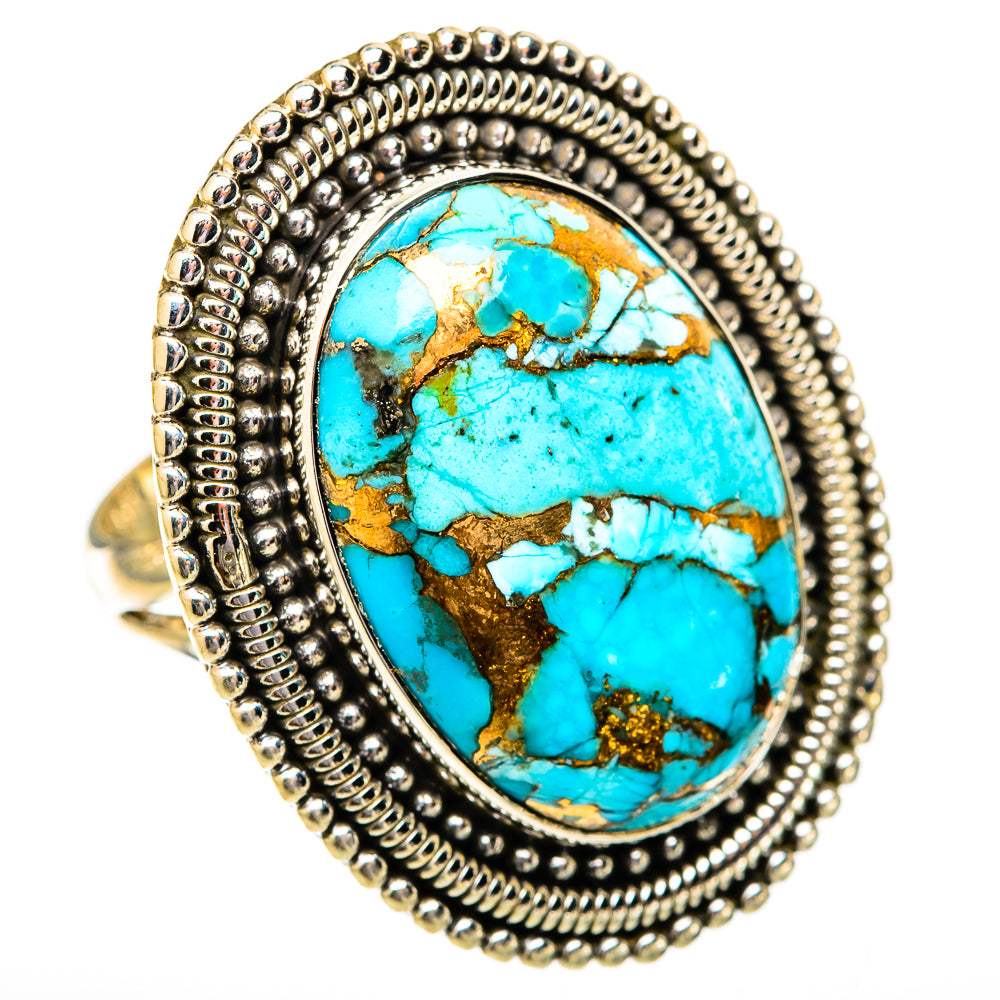 Blue Copper Composite Turquoise Rings handcrafted by Anasilvercos - RING121558 - Photo 2