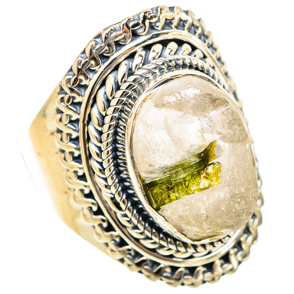 Green Tourmaline In Quartz Rings handcrafted by Anasilvercos - RING121561 - Photo 2