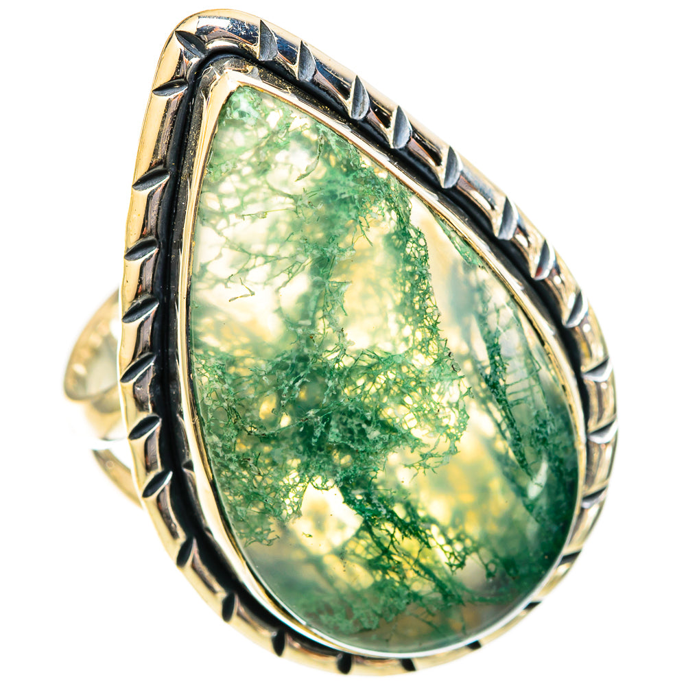 Green Moss Agate Rings handcrafted by Anasilvercos - RING121566 - Photo 2