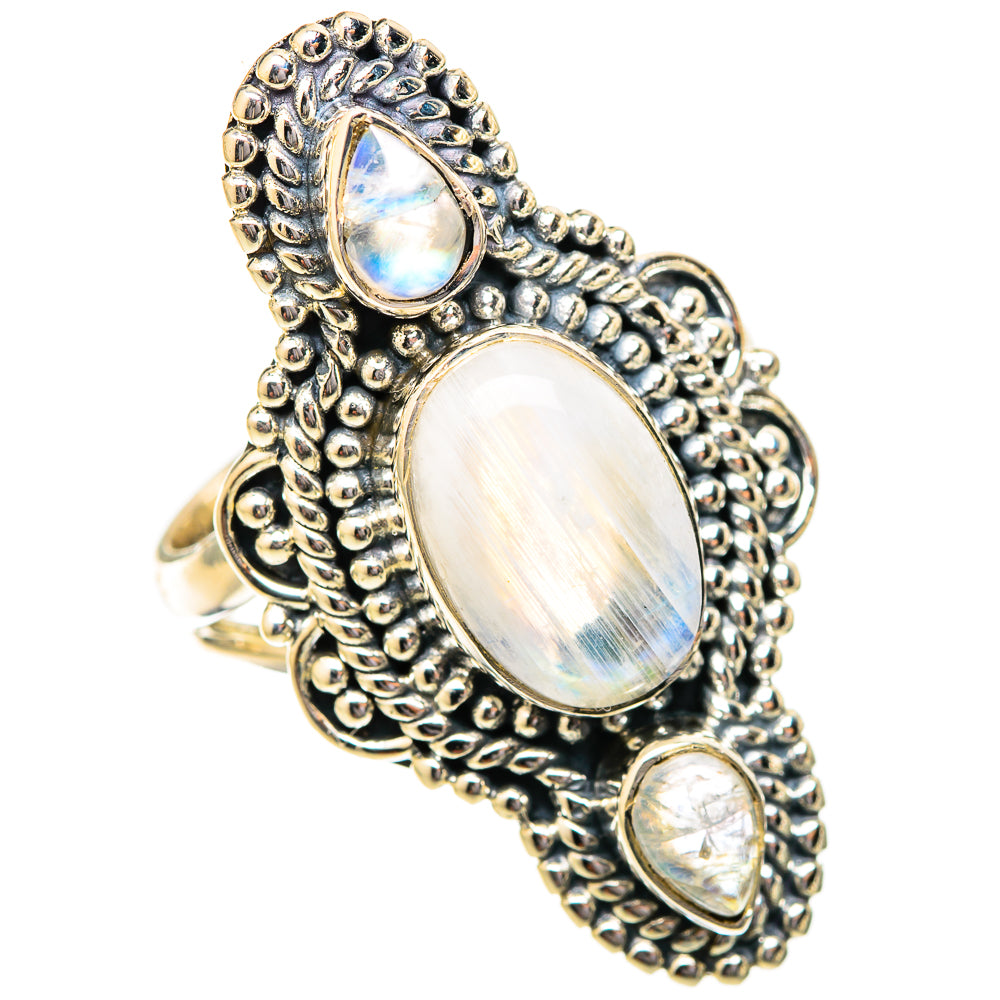 Rainbow Moonstone Rings handcrafted by Anasilvercos - RING121632 - Photo 2