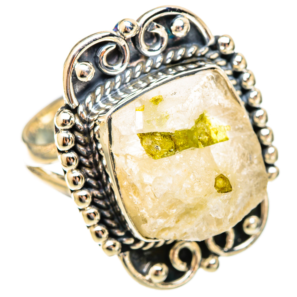 Green Tourmaline In Quartz Rings handcrafted by Anasilvercos - RING121682 - Photo 2