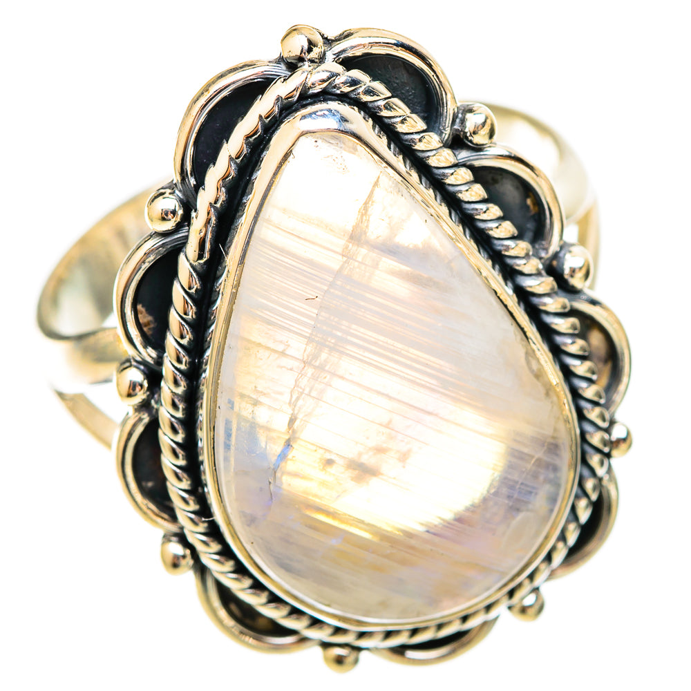 Rainbow Moonstone Rings handcrafted by Anasilvercos - RING121696 - Photo 2