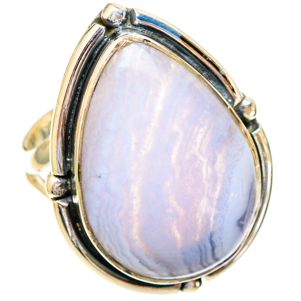 Blue Lace Agate Rings handcrafted by Anasilvercos - RING121839 - Photo 2