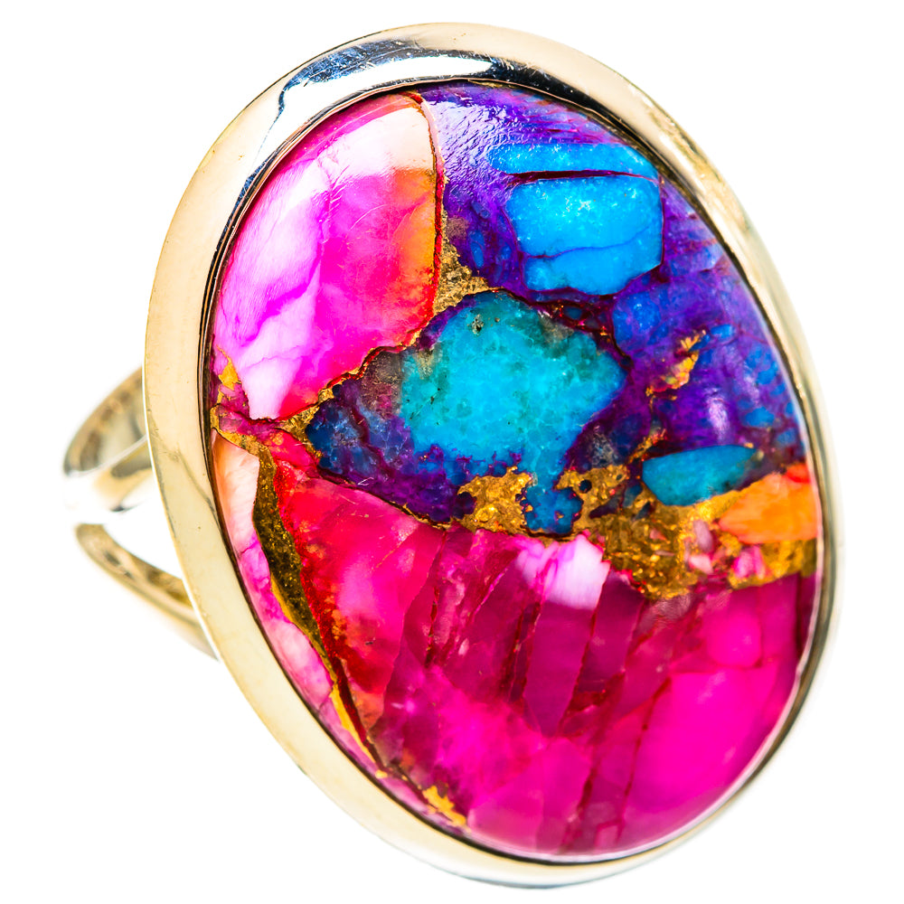Kingman Pink Dahlia Turquoise Rings handcrafted by Anasilvercos - RING121843 - Photo 2