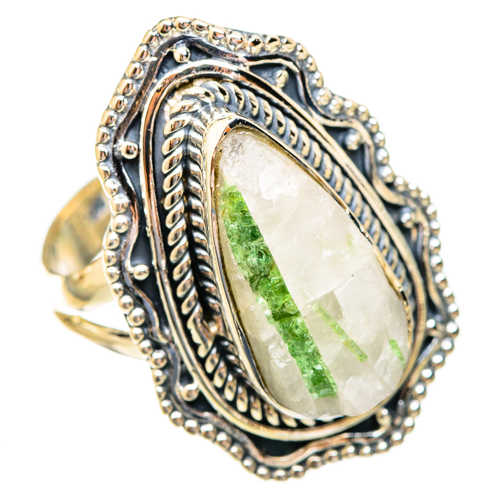 Green Tourmaline In Quartz Rings handcrafted by Anasilvercos - RING121872 - Photo 2