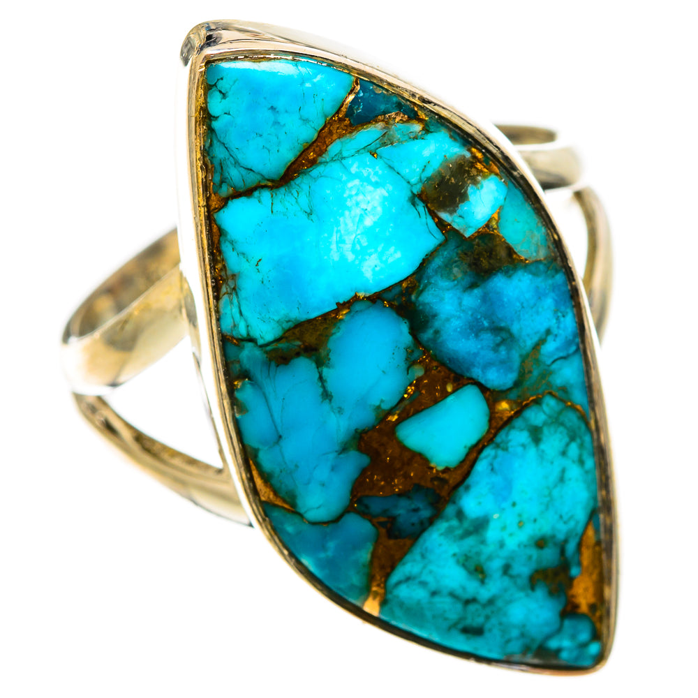 Blue Copper Composite Turquoise Rings handcrafted by Anasilvercos - RING122000 - Photo 2