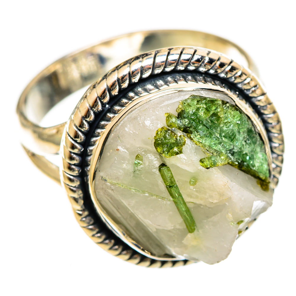 Green Tourmaline In Quartz Rings handcrafted by Anasilvercos - RING122036 - Photo 2
