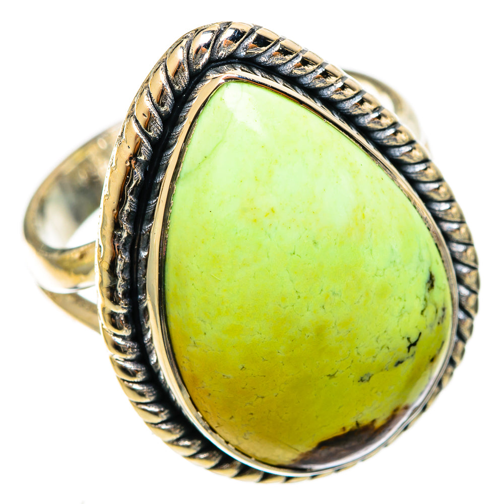 Lemon Chrysoprase Rings handcrafted by Anasilvercos - RING122085 - Photo 2