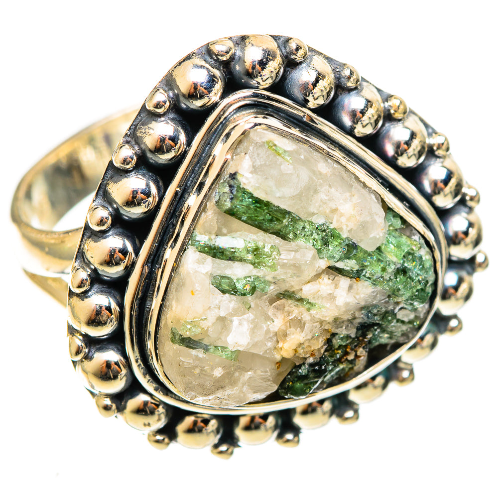 Green Tourmaline In Quartz Rings handcrafted by Anasilvercos - RING122087 - Photo 2