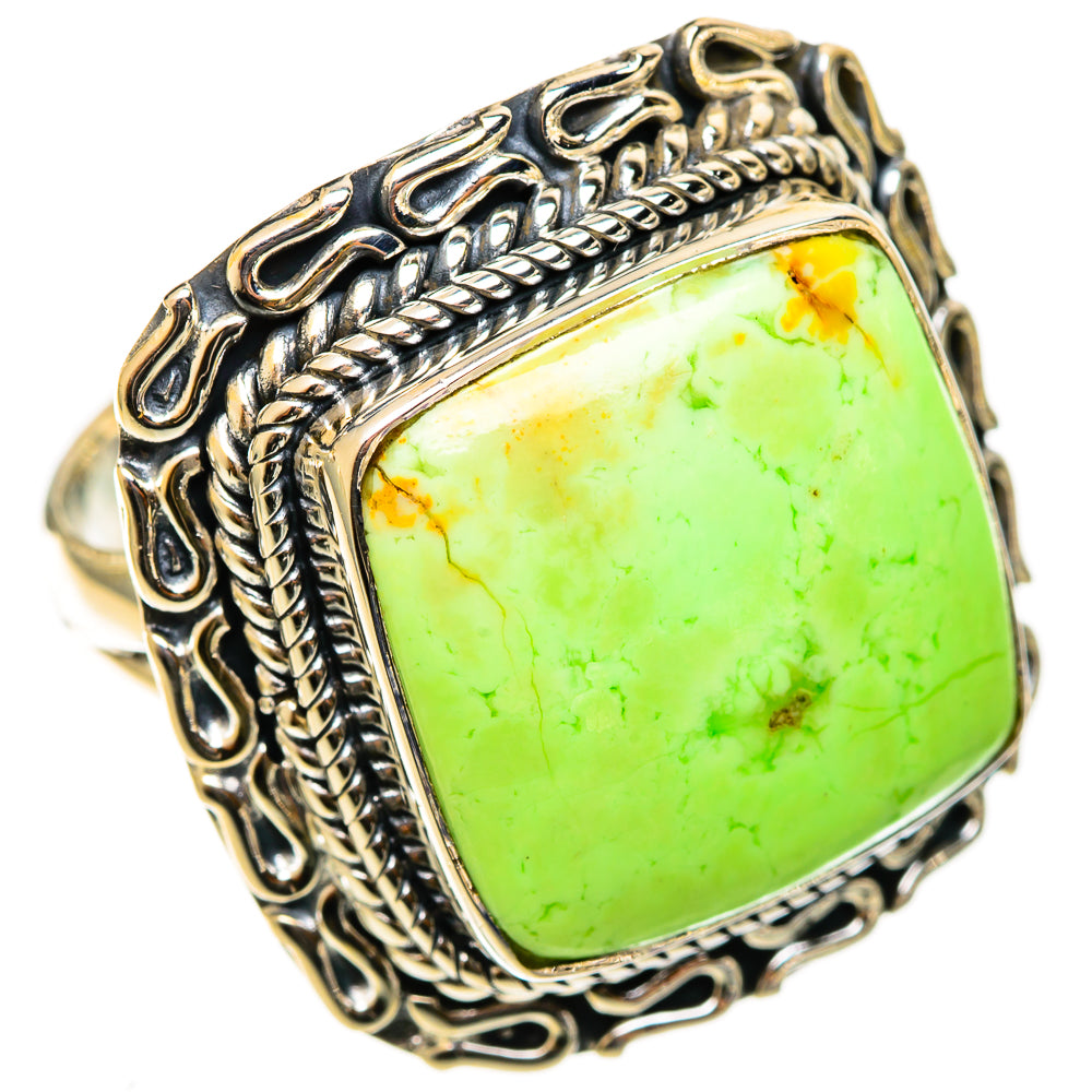 Lemon Chrysoprase Rings handcrafted by Anasilvercos - RING122097 - Photo 2