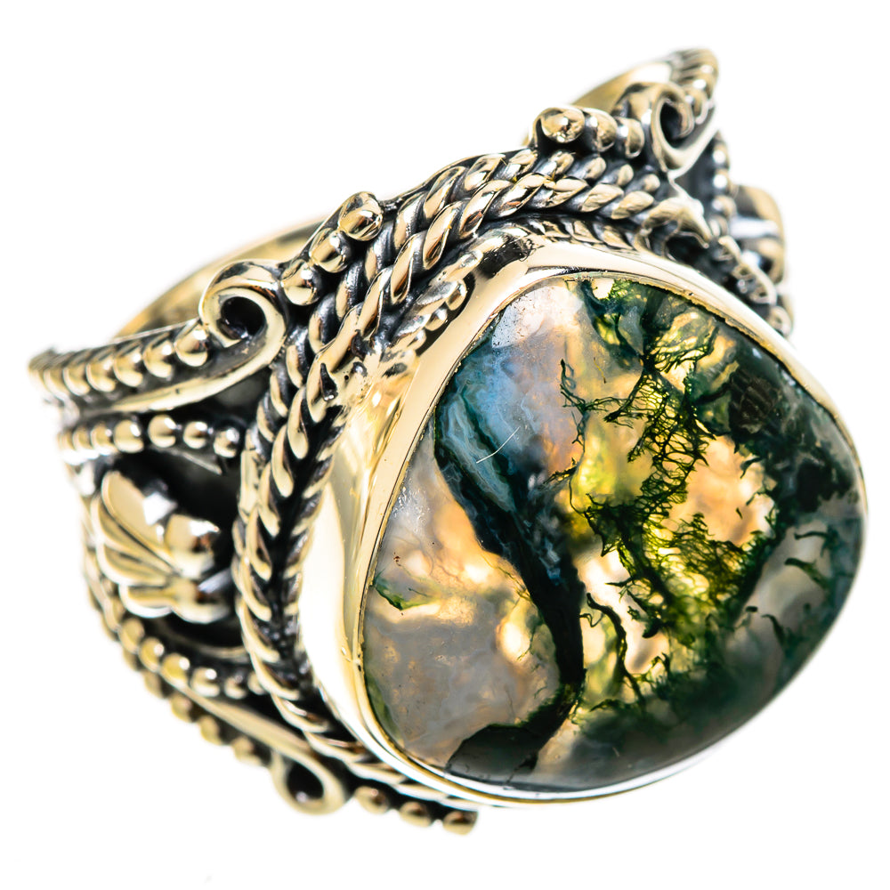 Green Moss Agate Rings handcrafted by Anasilvercos - RING122128 - Photo 2