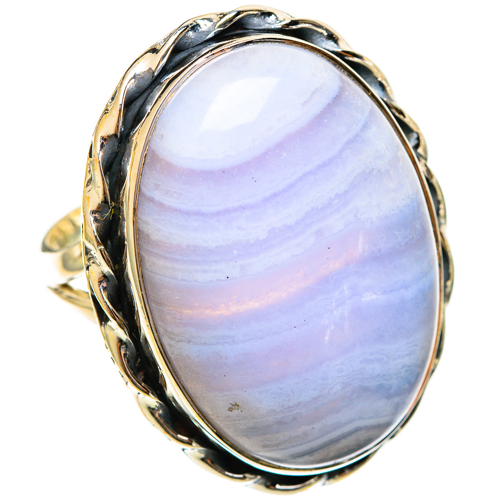 Blue Lace Agate Rings handcrafted by Anasilvercos - RING122151 - Photo 2
