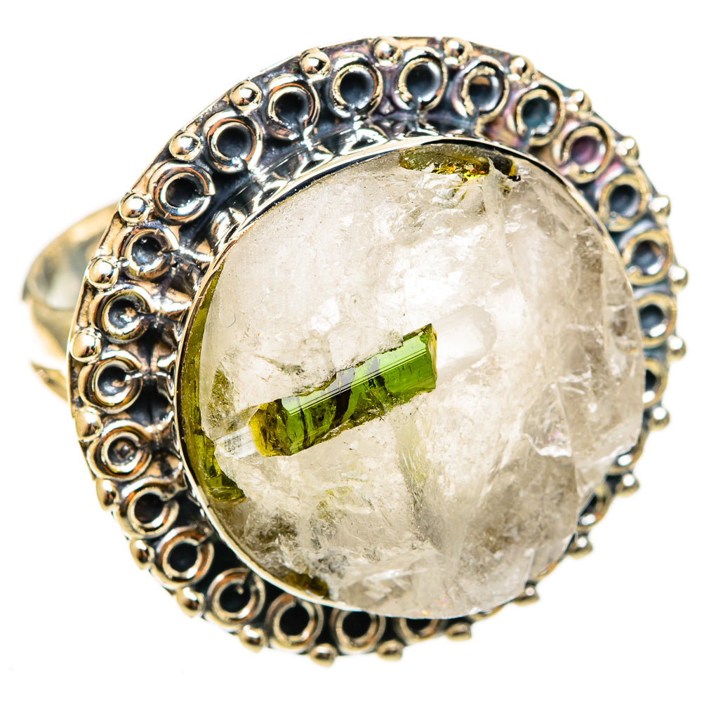 Green Tourmaline In Quartz Rings handcrafted by Anasilvercos - RING122152 - Photo 2
