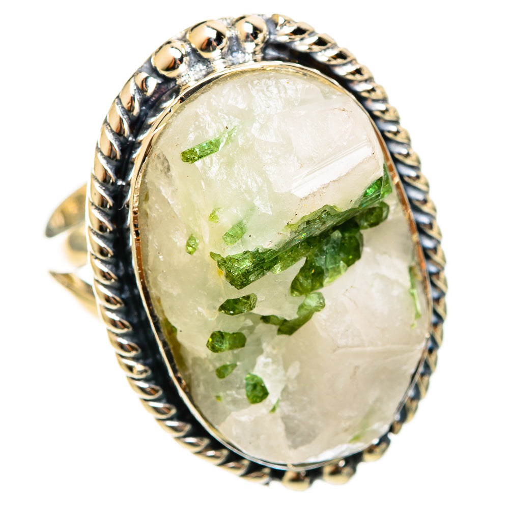 Green Tourmaline In Quartz Rings handcrafted by Anasilvercos - RING122166 - Photo 2