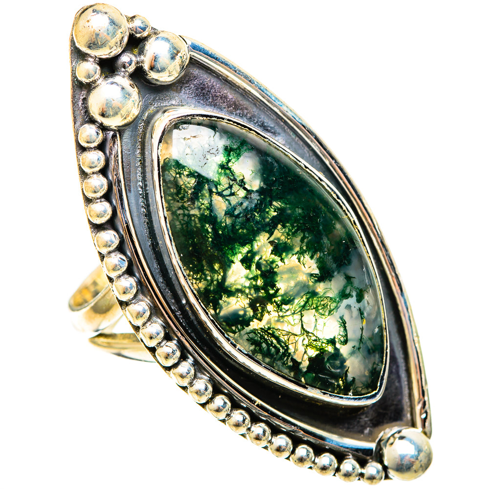 Green Moss Agate Rings handcrafted by Anasilvercos - RING122173 - Photo 2