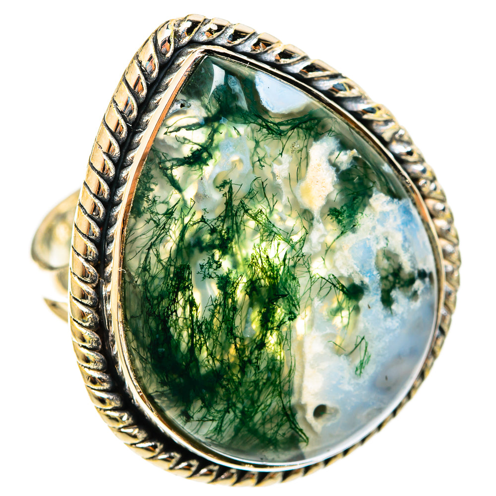 Green Moss Agate Rings handcrafted by Anasilvercos - RING122176 - Photo 2