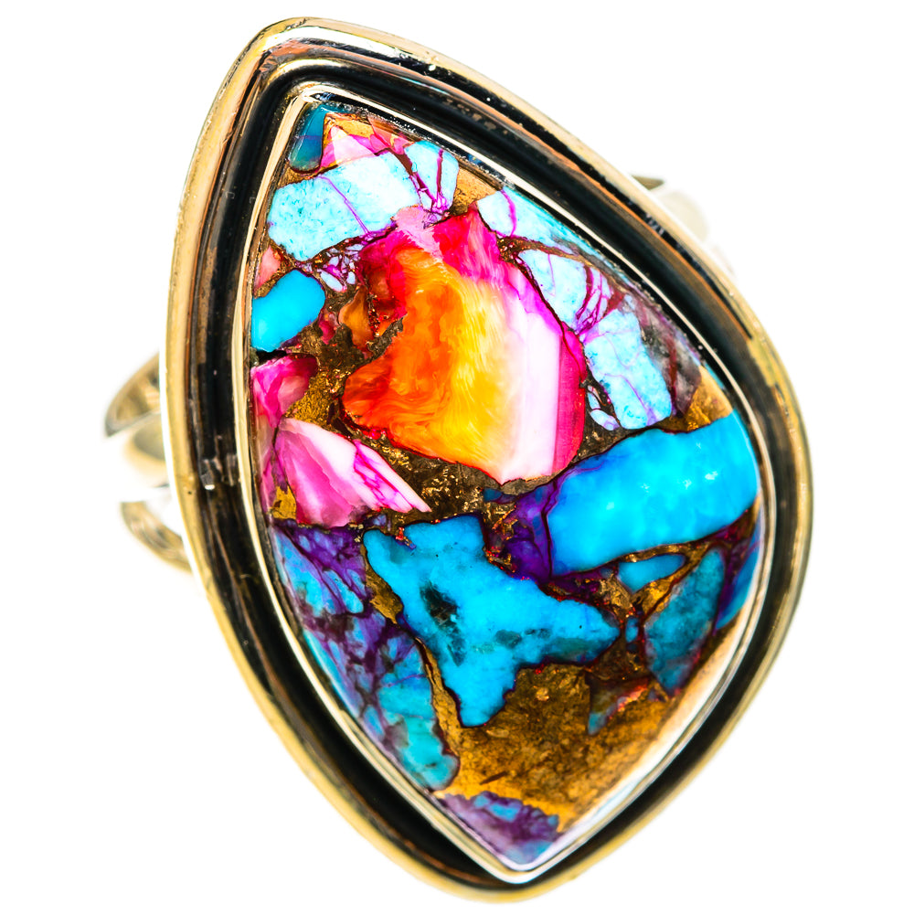 Kingman Pink Dahlia Turquoise Rings handcrafted by Anasilvercos - RING122196 - Photo 2