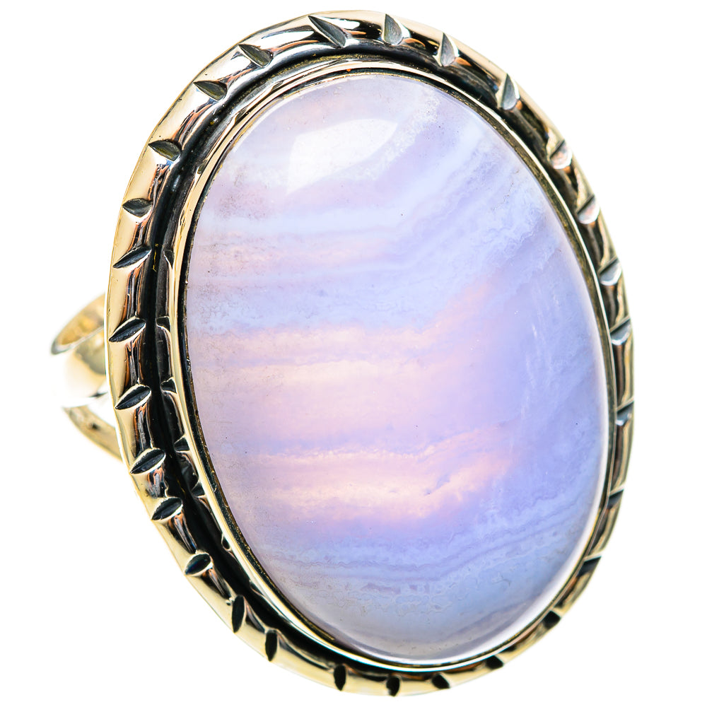 Blue Lace Agate Rings handcrafted by Anasilvercos - RING122228 - Photo 2