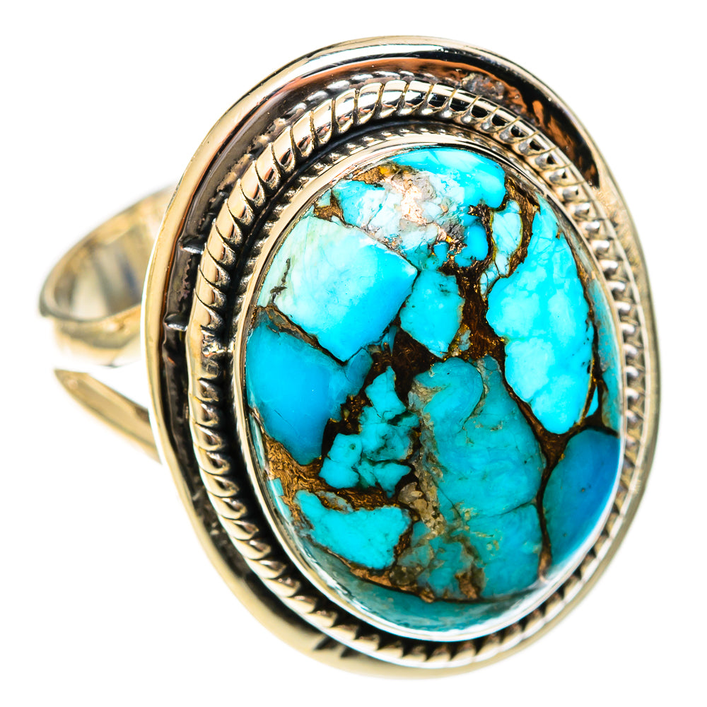Blue Copper Composite Turquoise Rings handcrafted by Anasilvercos - RING122259 - Photo 2