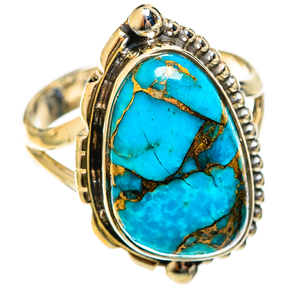 Blue Copper Composite Turquoise Rings handcrafted by Anasilvercos - RING122282 - Photo 2