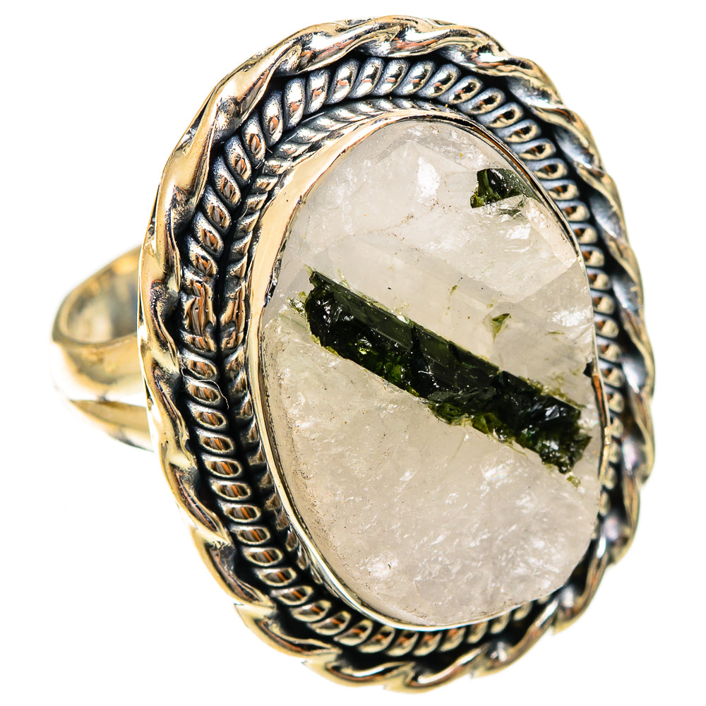 Green Tourmaline In Quartz Rings handcrafted by Anasilvercos - RING122286 - Photo 2