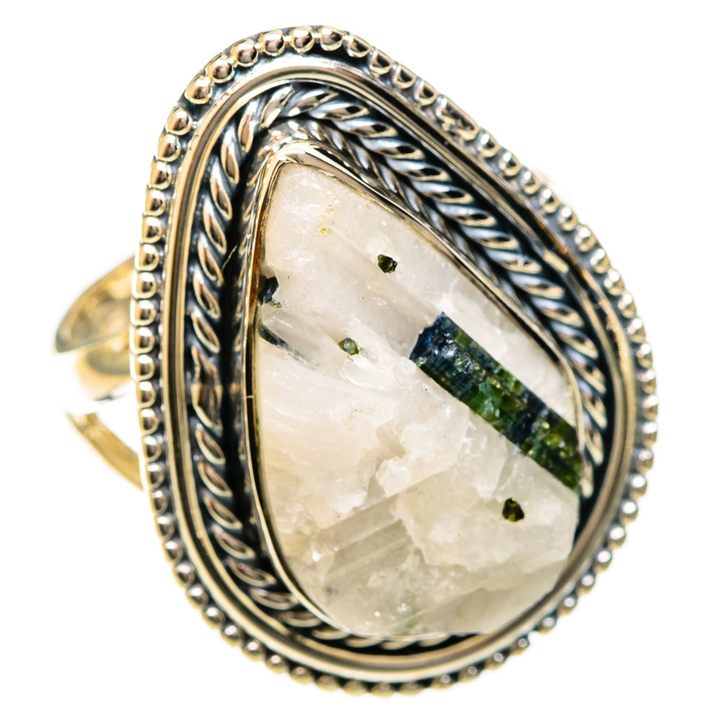 Green Tourmaline In Quartz Rings handcrafted by Anasilvercos - RING122291 - Photo 2