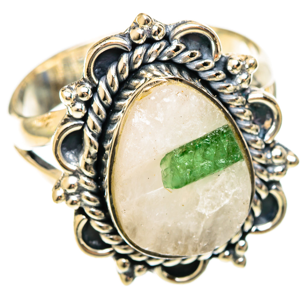 Green Tourmaline In Quartz Rings handcrafted by Anasilvercos - RING122311 - Photo 2